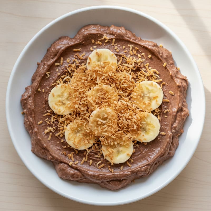 Silky Chocolate Protein Pudding with Toasted Coconut