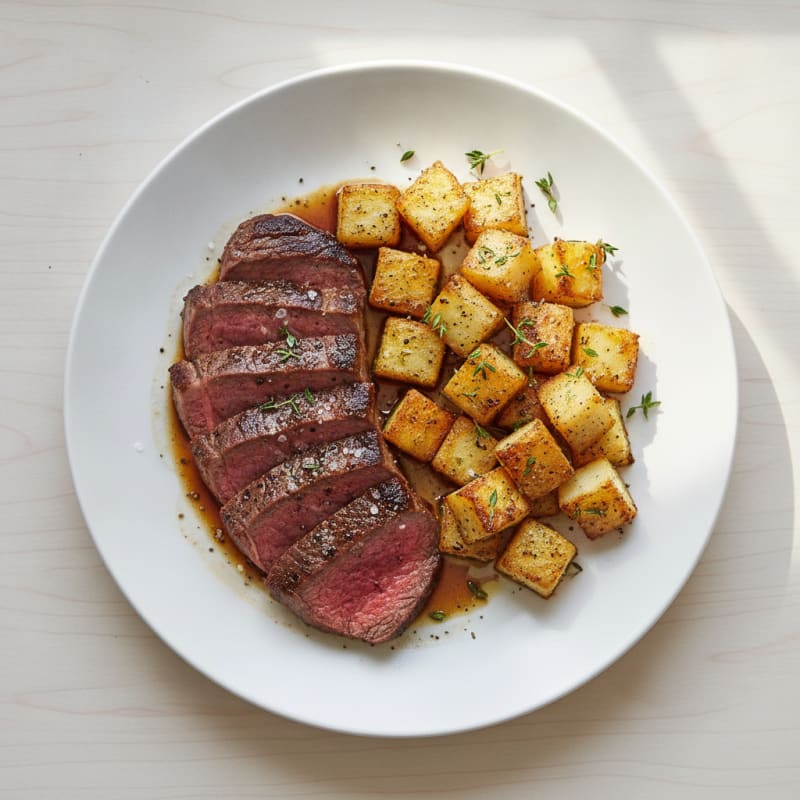 Pan-Seared Beef with Roasted Kohlrabi