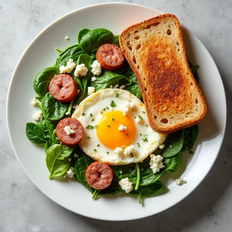 Egg White and Spinach Scramble with Turkey Sausage