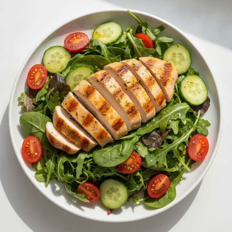 Grilled Chicken Breast Salad with Mixed Greens