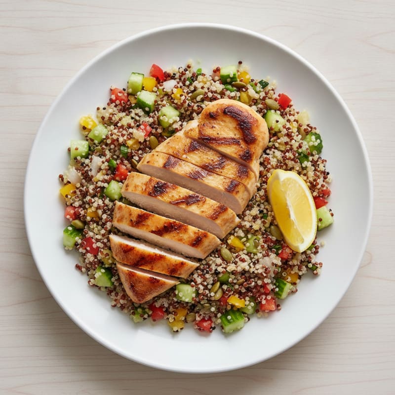 Grilled Chicken Breast with Crunchy Quinoa Salad