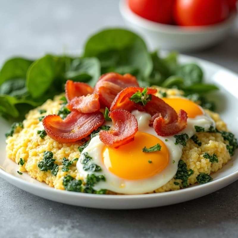 Egg White Scramble with Spinach and Turkey Bacon