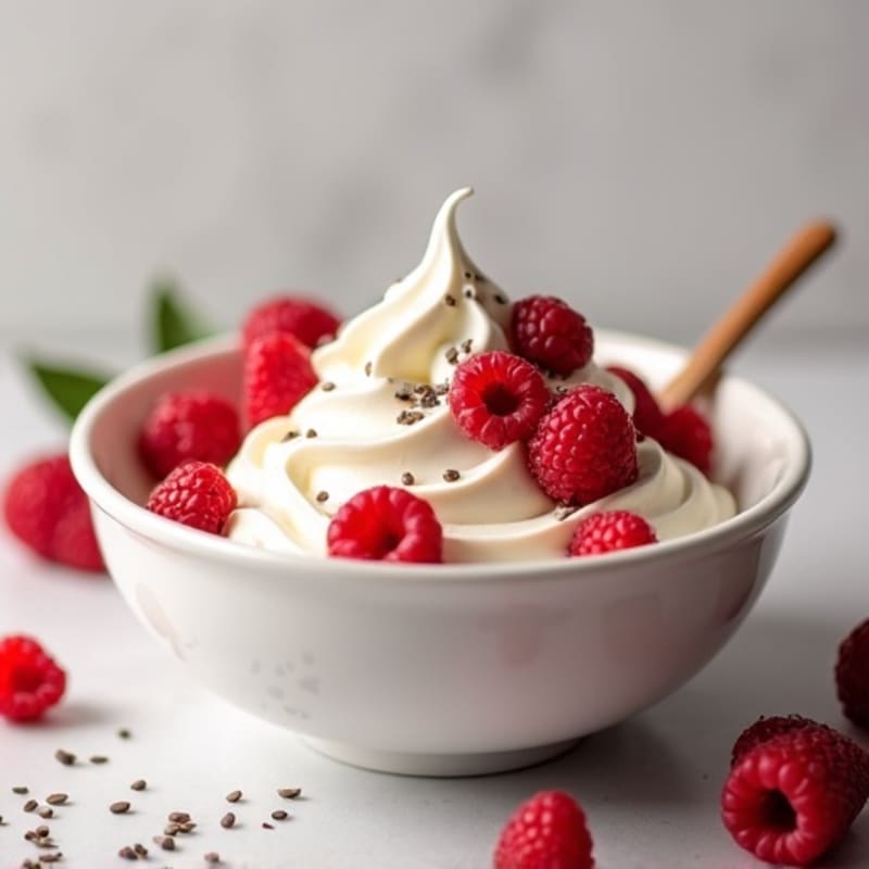 Creamy Whipped Vanilla Raspberry Protein Bowl