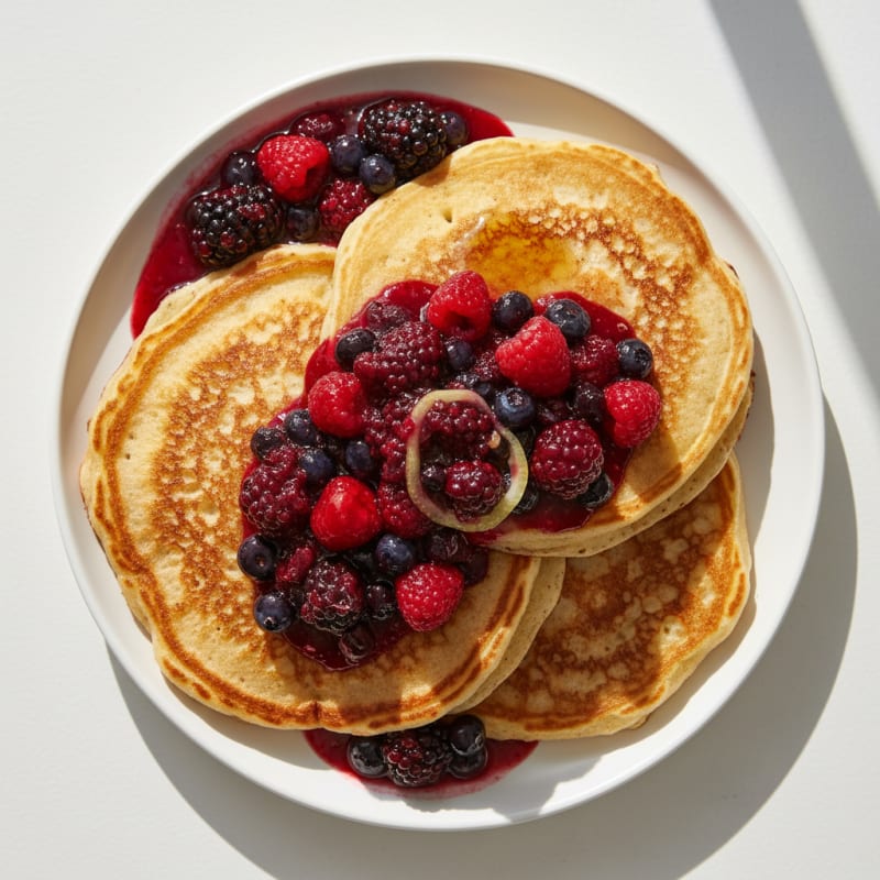 Classic Buttermilk Pancakes with Berry Compote