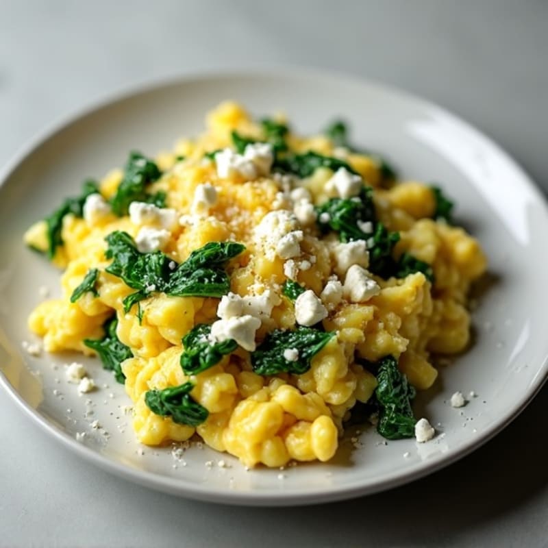 Fluffy Scrambled Eggs with Spinach and Feta