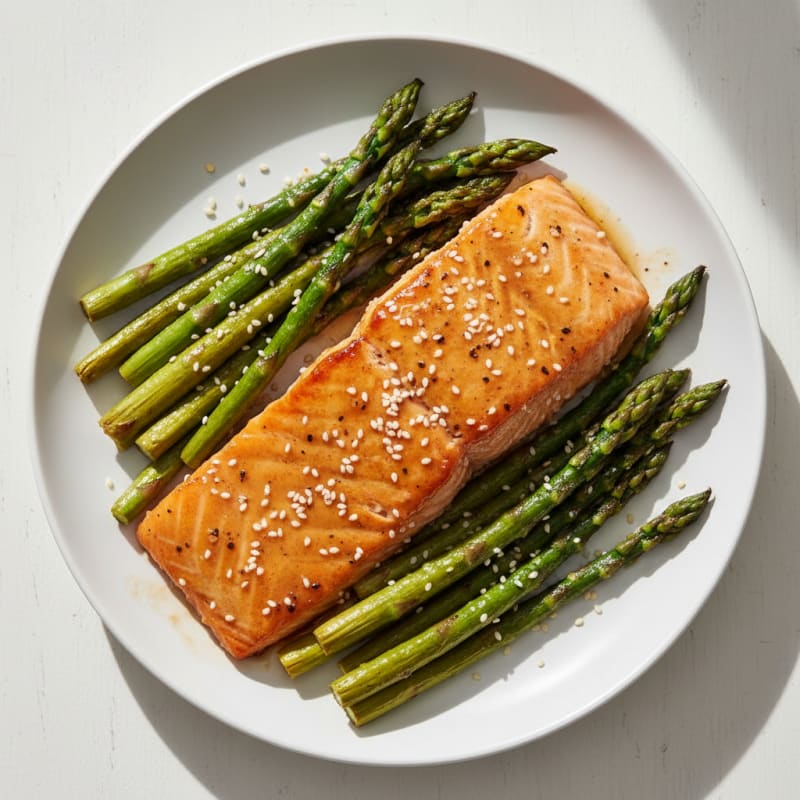 Golden Teriyaki-Glazed Salmon with Roasted Asparagus