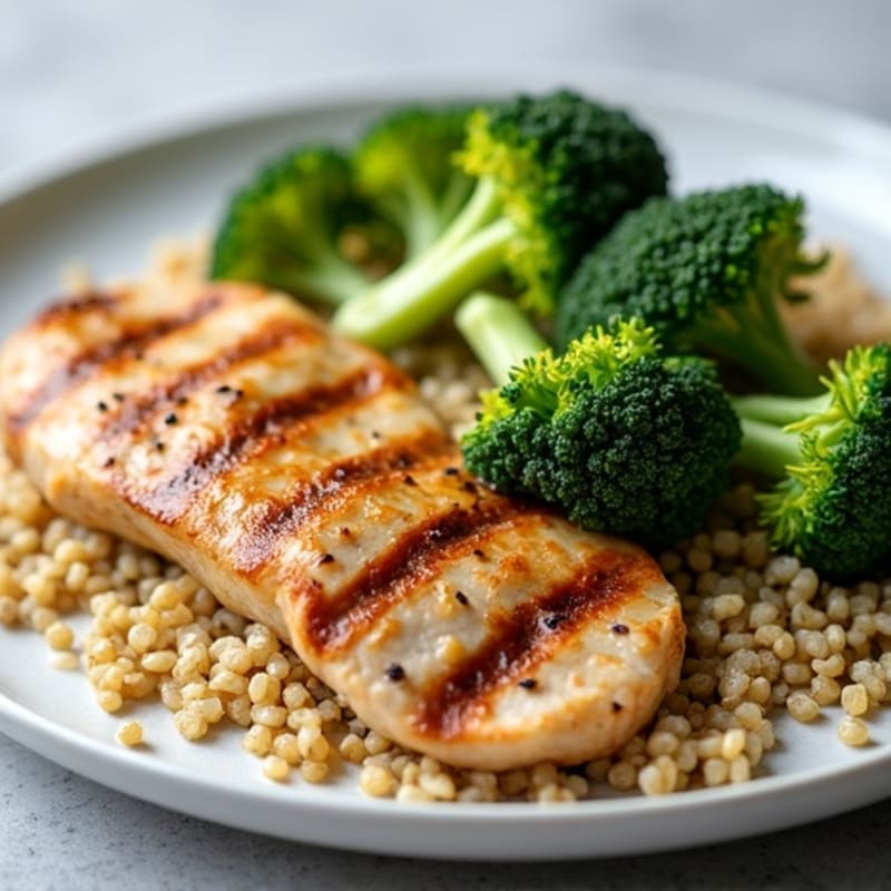 Grilled Turkey Breast with Roasted Broccoli and Quinoa
