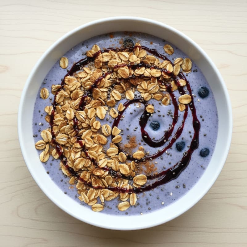 Blueberry Kefir Smoothie with Toasted Oats