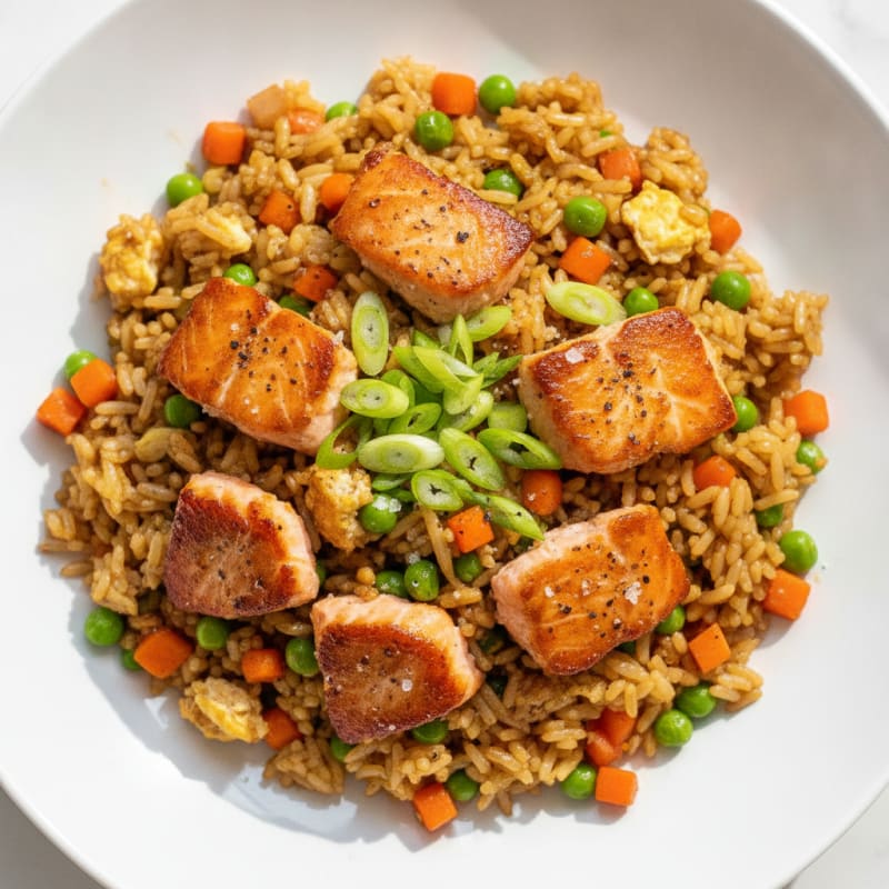 Pan-Seared Salmon Fried Rice