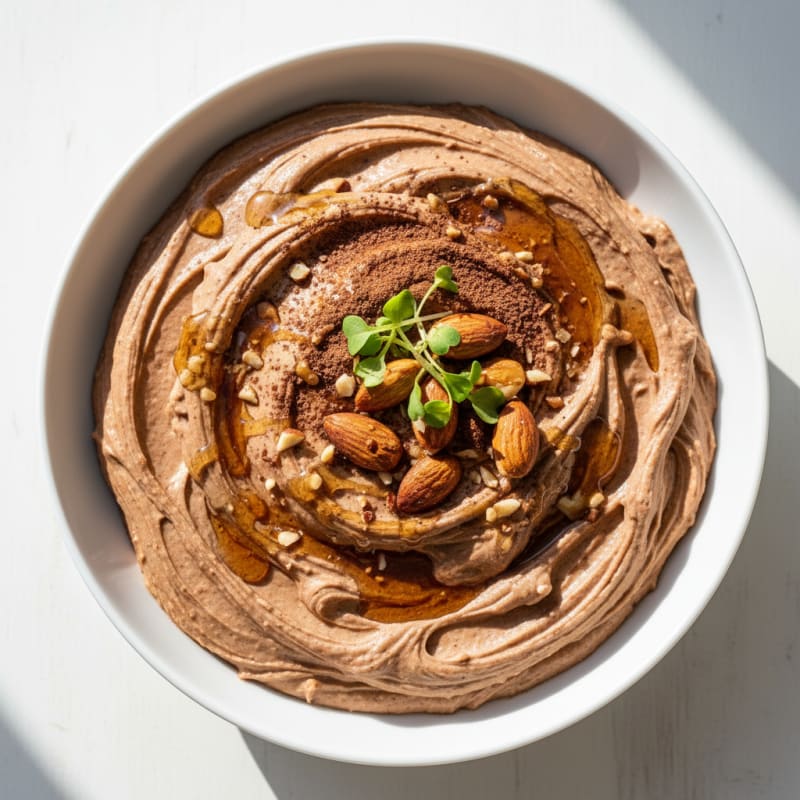 Chocolate Protein Pudding with Cottage Cheese and Almond Butter