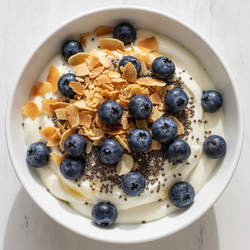 Protein Yogurt Parfait with Shredded Coconut and Chia