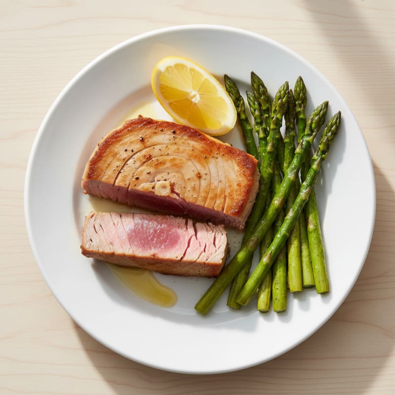 Seared Tuna Steak with Roasted Asparagus