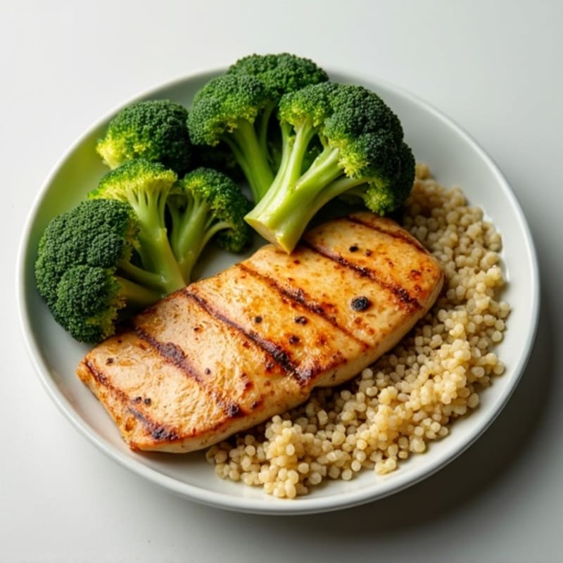 Grilled Chicken Breast with Roasted Broccoli and Quinoa