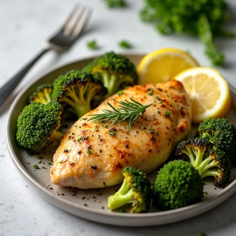 Lemon-Herb Roasted Chicken with Crispy Roasted Broccoli