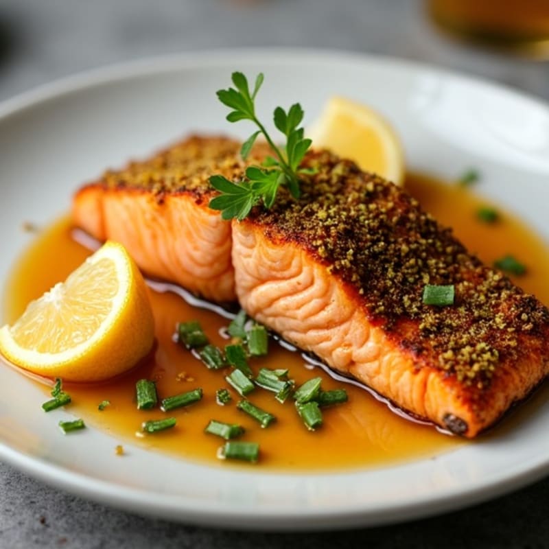 Crispy Pistachio-Crusted Salmon with Citrus-Ginger Glaze
