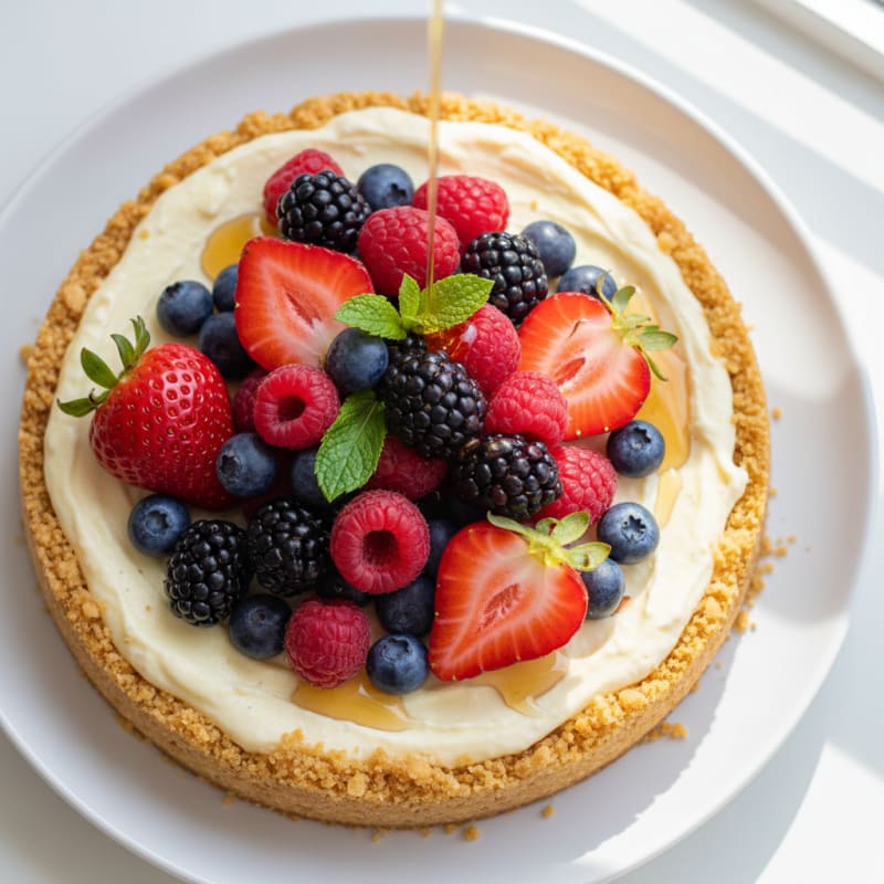 Creamy Greek Yogurt Protein Cheesecake with Fresh Berries