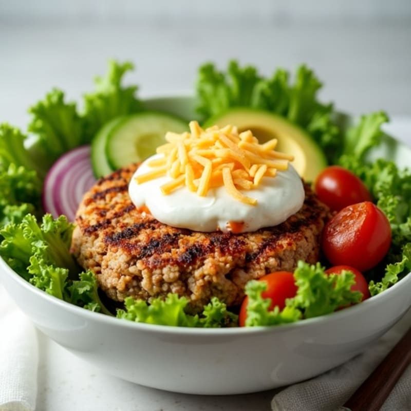 Loaded Lean Burger Bowl with Fresh Greens