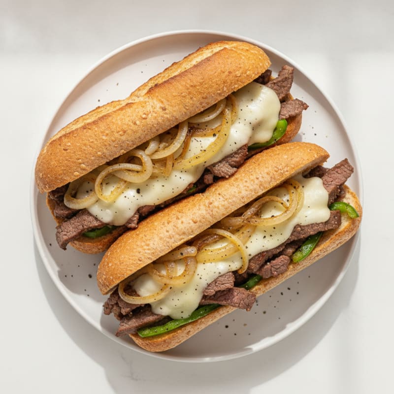Philly Cheesesteak Sandwich with Caramelized Onions