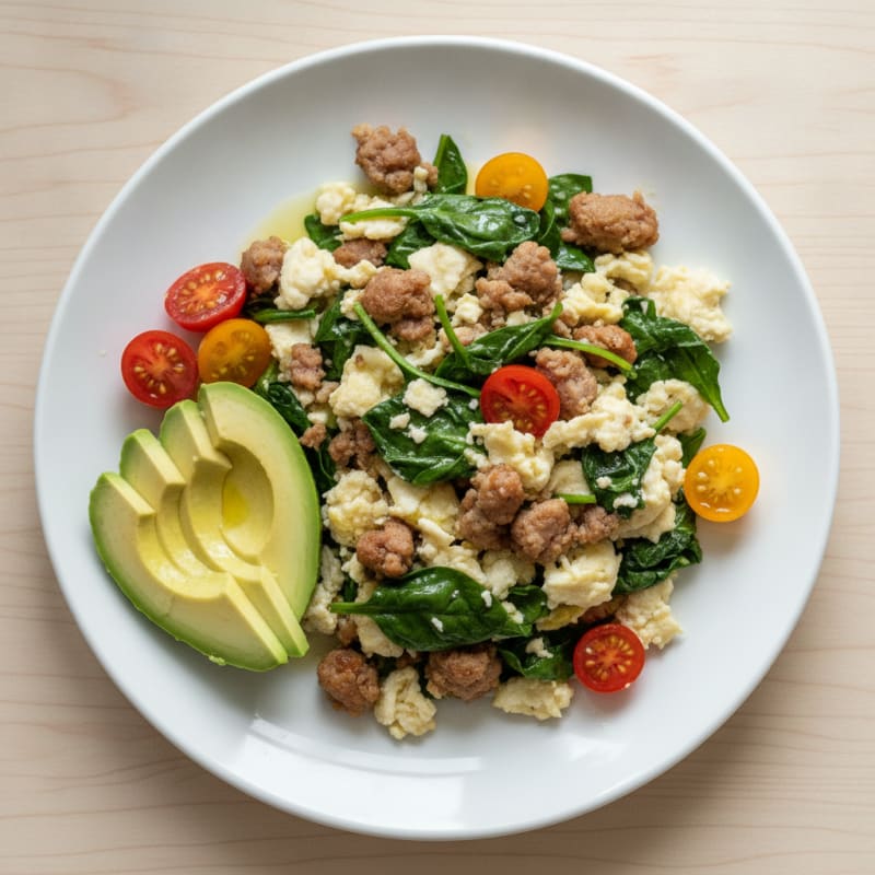 Egg White Scramble with Spinach and Turkey Sausage