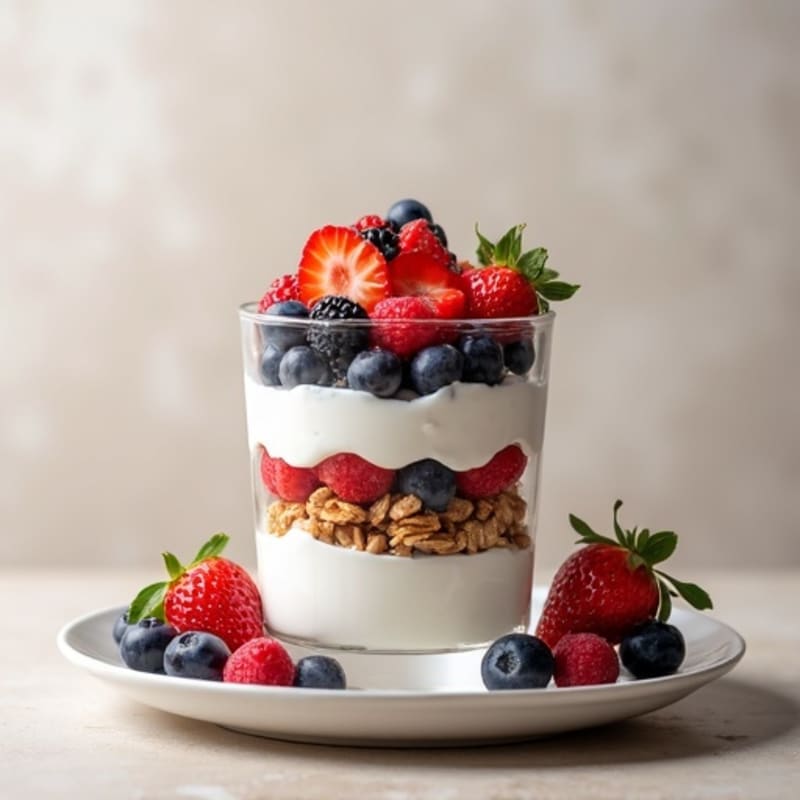 Greek Yogurt Parfait with Mixed Berries and Protein Granola