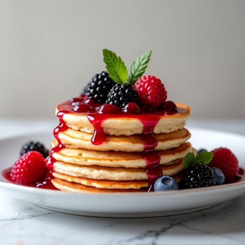 Fluffy Protein Pancakes with Berry Compote