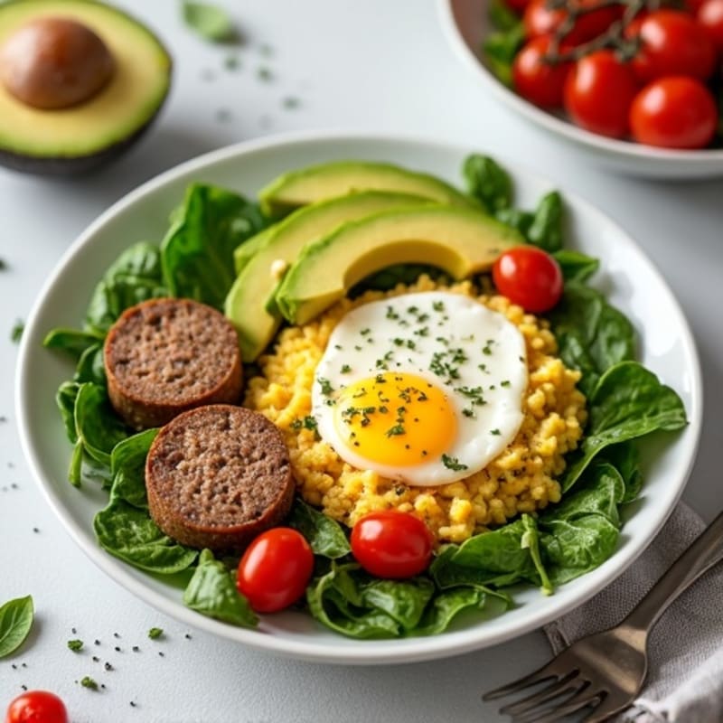 Egg White and Turkey Sausage Scramble with Spinach