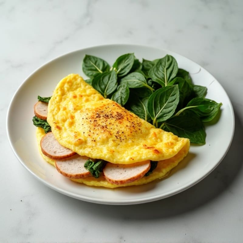 Egg White Spinach Omelette with Turkey Breast