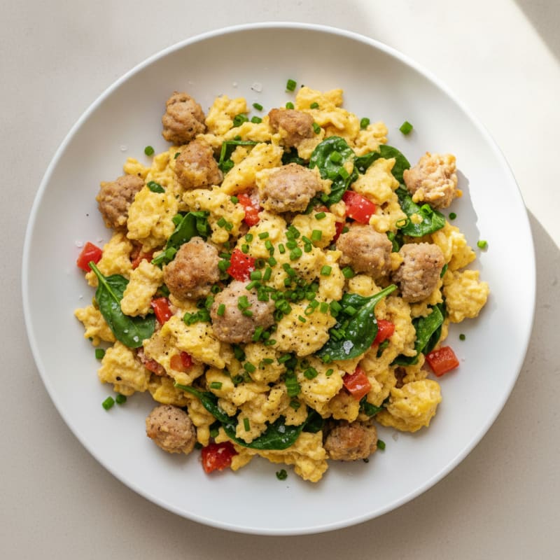 Hearty Scrambled Eggs with Sausage