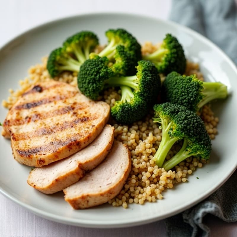 Grilled Turkey Breast with Roasted Broccoli and Quinoa