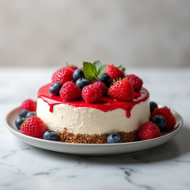 Greek Yogurt Protein Cheesecake with Fresh Berries