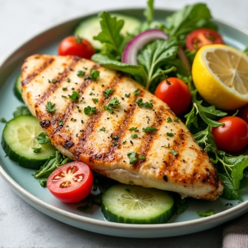 Lemon-Herb Grilled Chicken Breast with Fresh Mixed Greens