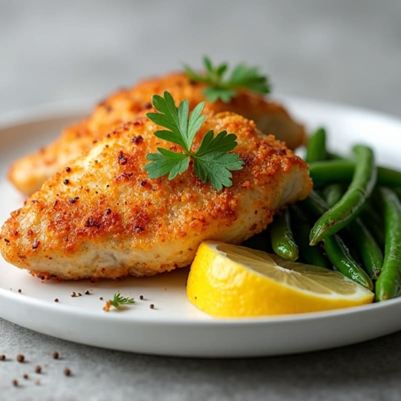 Crispy Lemon Garlic Chicken Thighs with Roasted Green Beans