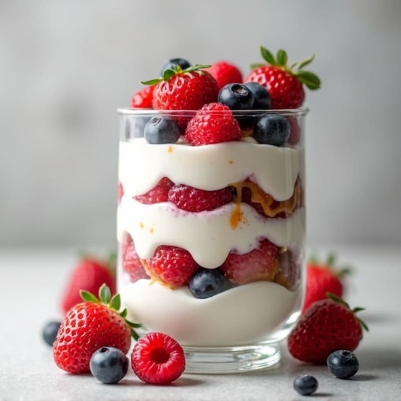 Greek Yogurt Protein Parfait with Mixed Berries and Almond Butter