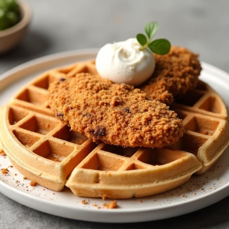 Crispy Baked Chicken with Fluffy Whole Wheat Waffles