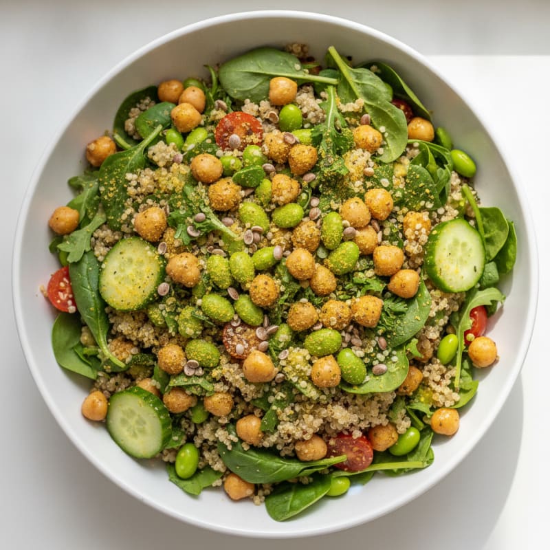 Quinoa Chickpea Power Bowl with Lemon-Herb Dressing