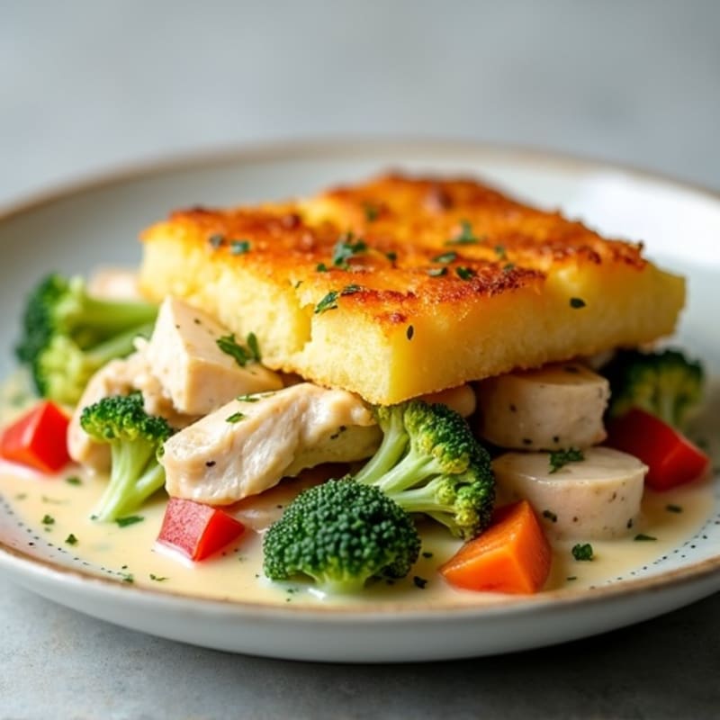 Creamy Chicken and Vegetable Bake with Golden Potato Topping