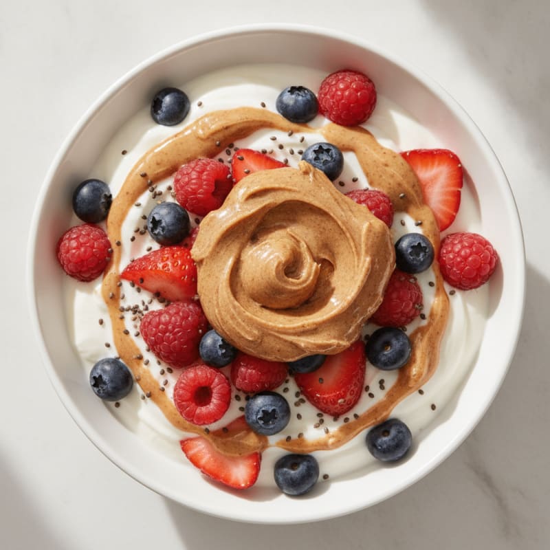 Creamy Greek Yogurt Parfait with Mixed Berries and Almond Butter