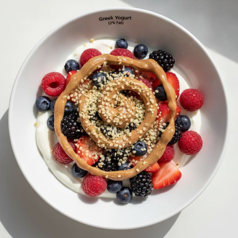 Greek Yogurt Parfait with Mixed Berries and Almond Butter