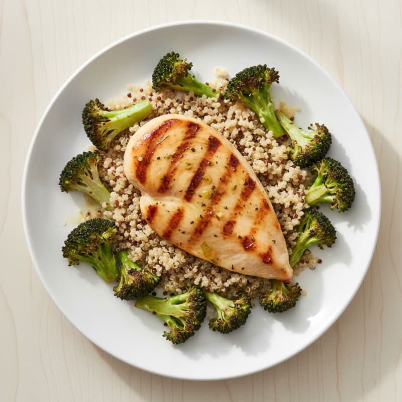Grilled Chicken Breast with Roasted Broccoli and Quinoa