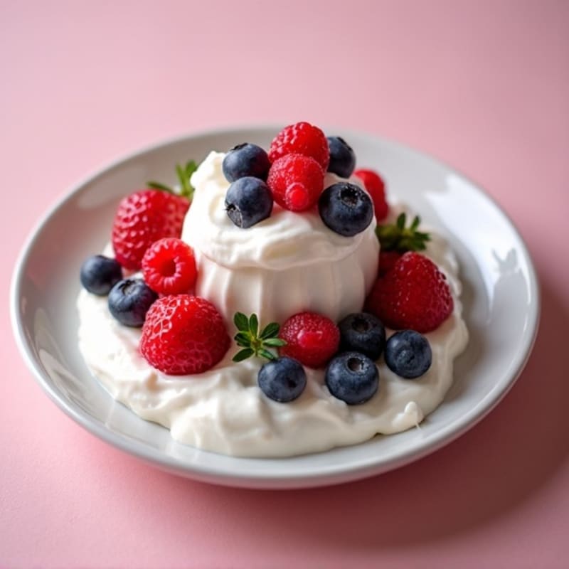 Silky Greek Yogurt with Protein Powder and Fresh Berries