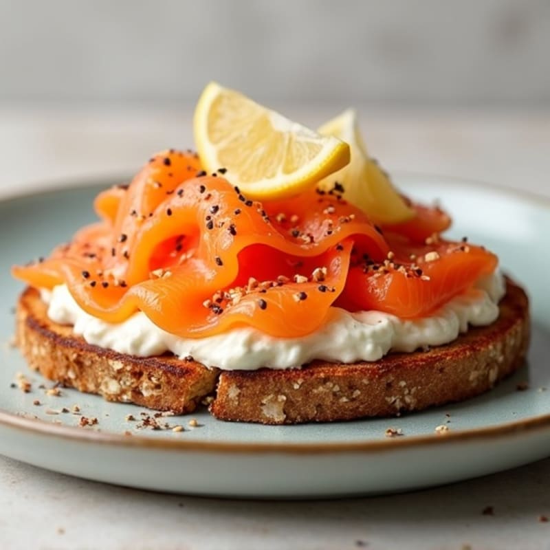 Smoked Salmon Everything Seasoning Creamy Whole Grain Toast