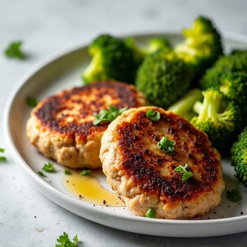 Seared Turkey Patties with Roasted Broccoli