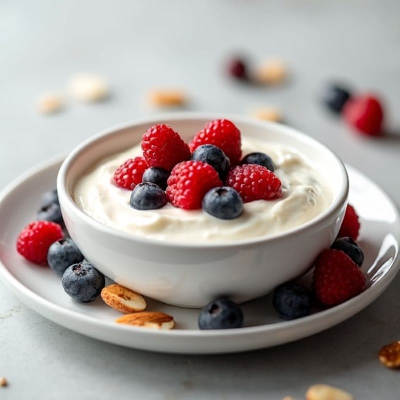Creamy Protein Yogurt with Mixed Berries and Almonds