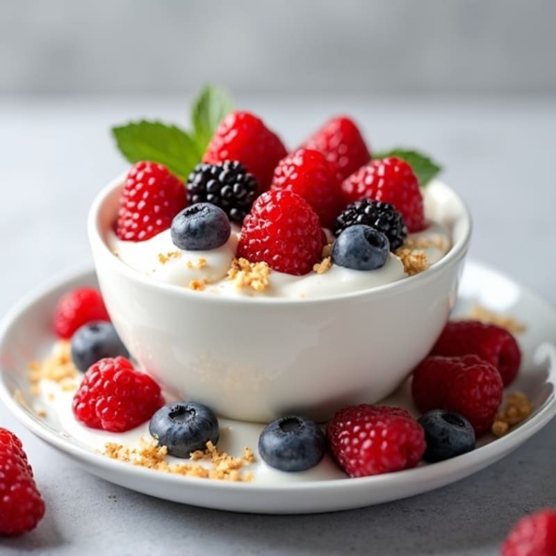 Silky Greek Yogurt Protein Pudding with Mixed Berries