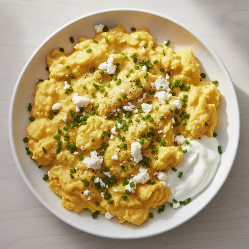 Fluffy Scrambled Eggs with Chives