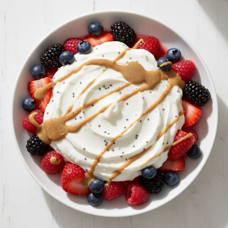 Silky Greek Yogurt Protein Pudding with Mixed Berries