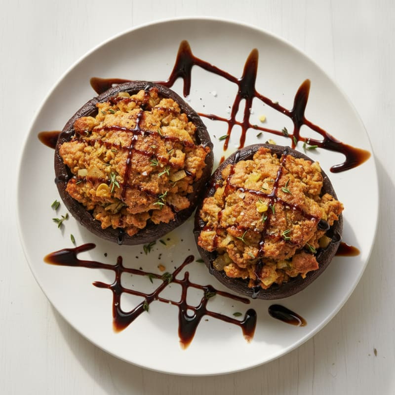 Herb-Stuffed Portobello Mushrooms with Balsamic Glaze