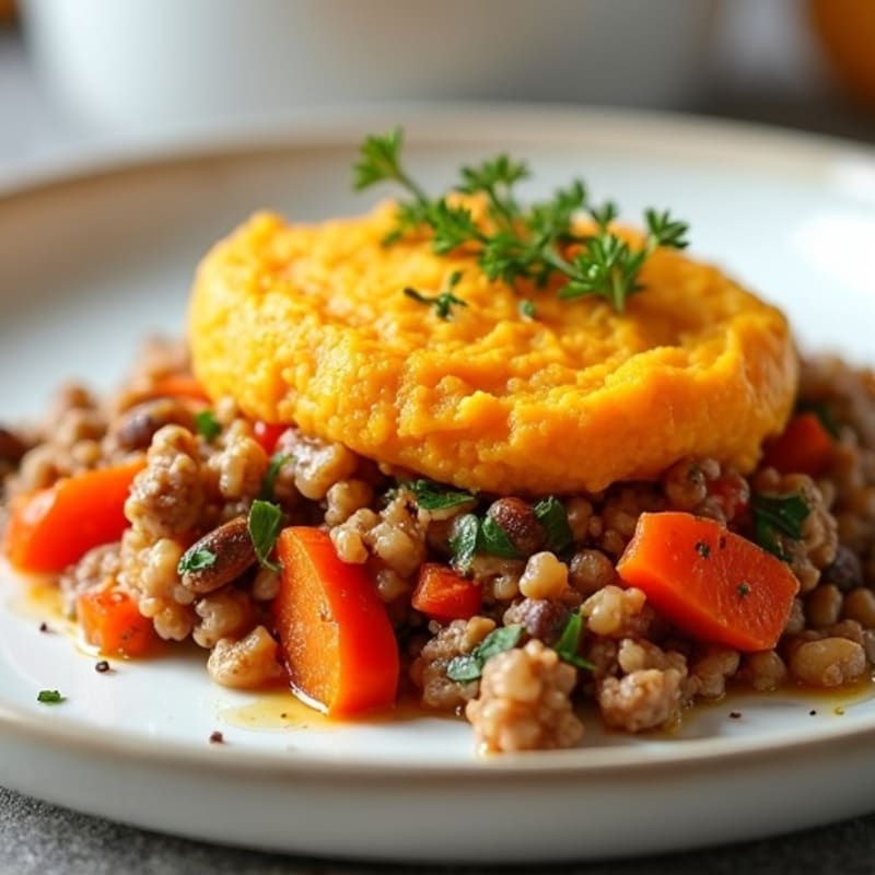 Hearty Lean Ground Turkey Shepherd's Pie with Creamy Sweet Potato Topping