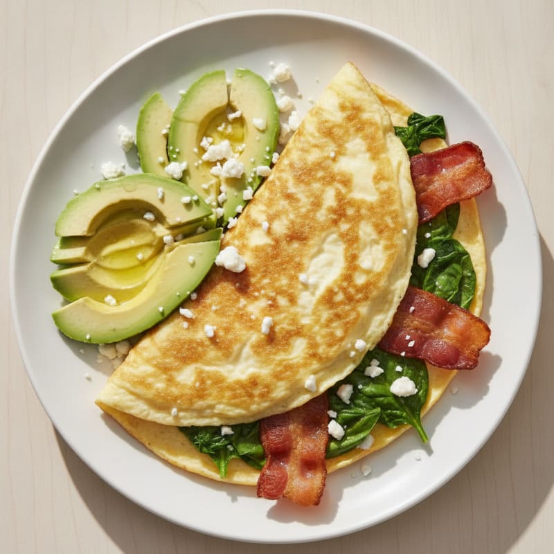 Egg White Omelet with Spinach and Turkey Bacon