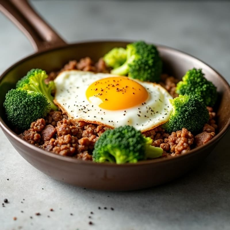 Lean Ground Beef and Crispy Broccoli Skillet